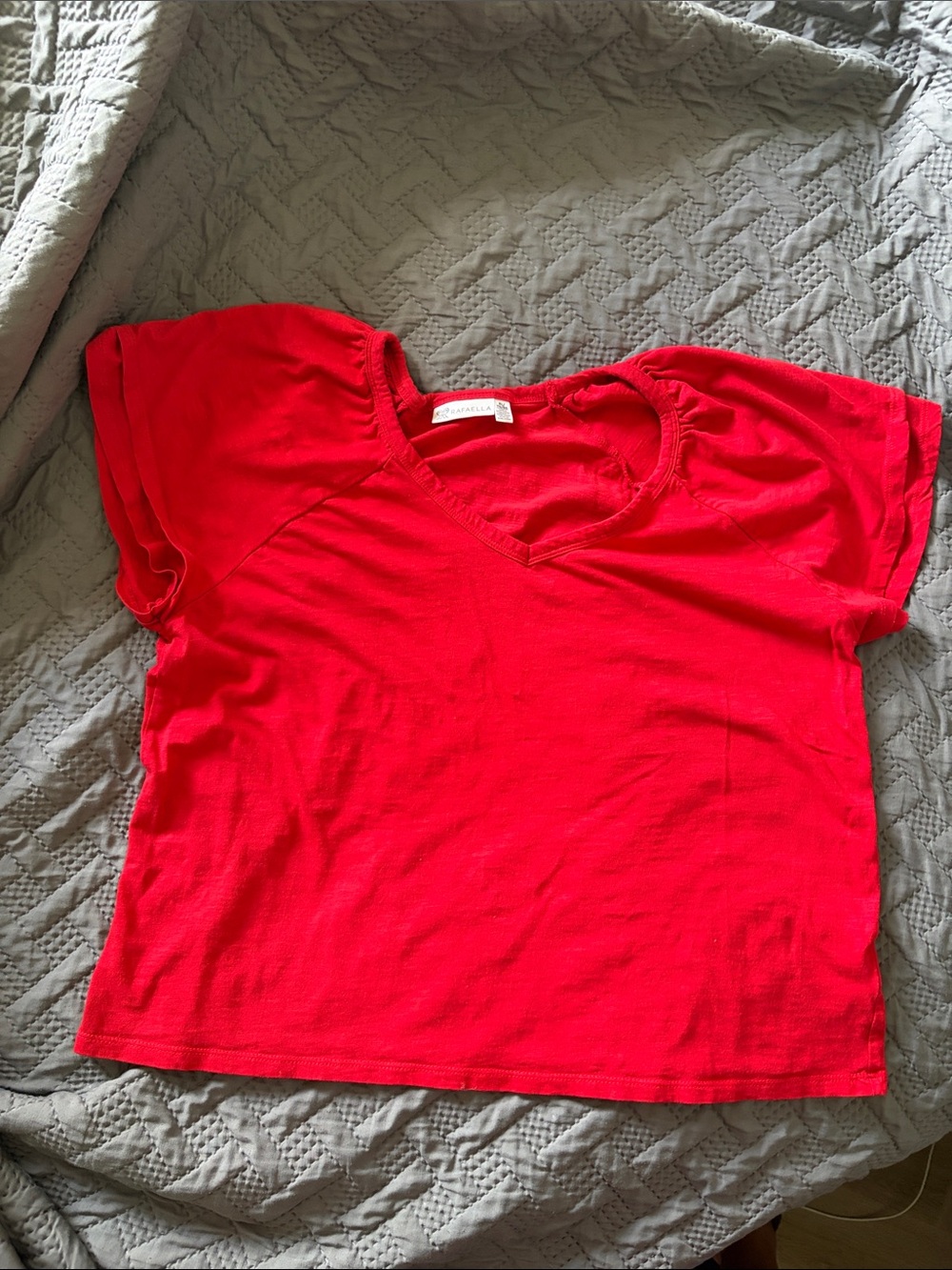 Rafaella Bright Red V-Neck Short Sleeve Tee